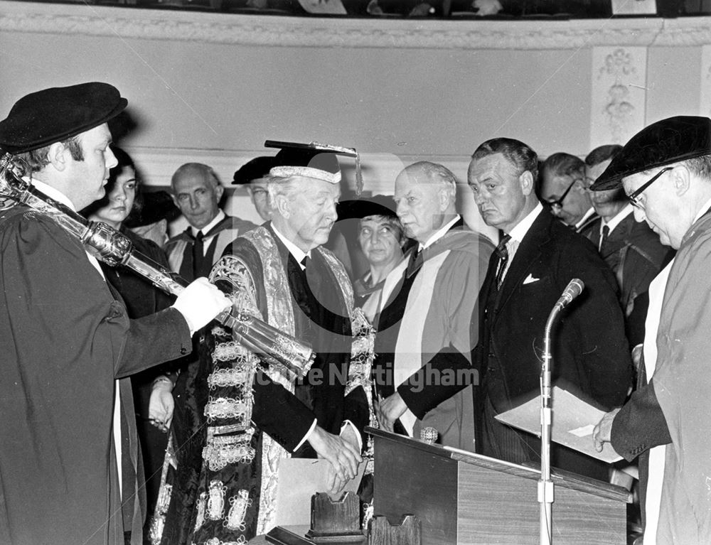 Installation of Sir Francis Hill as Chancellor of the University of Nottingham 1972