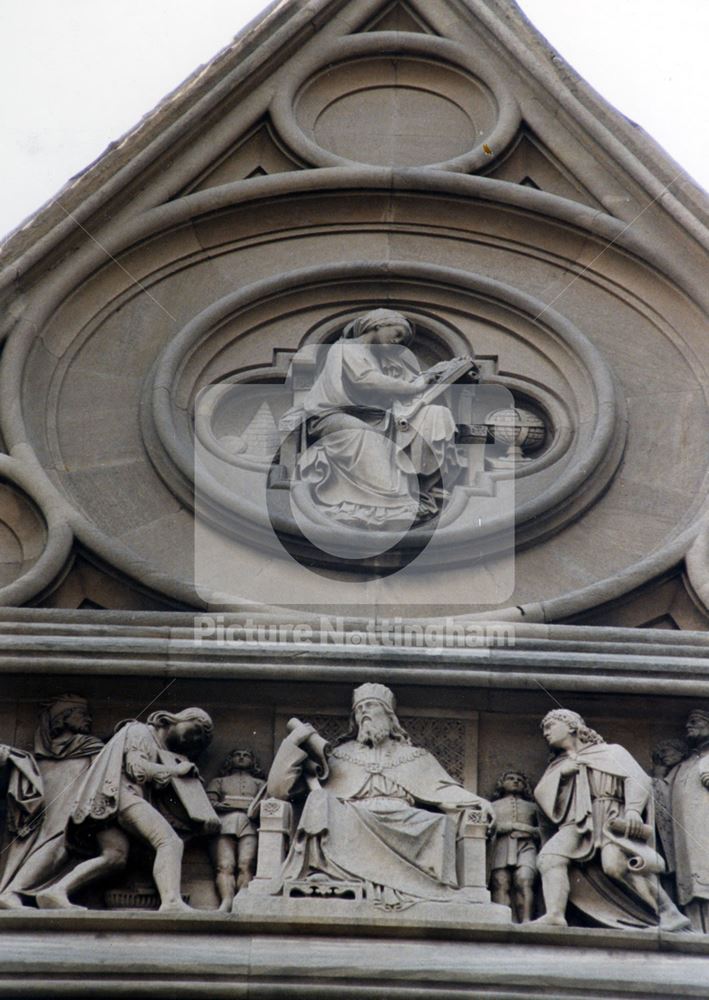 Statues on the gable end - outside the old University College