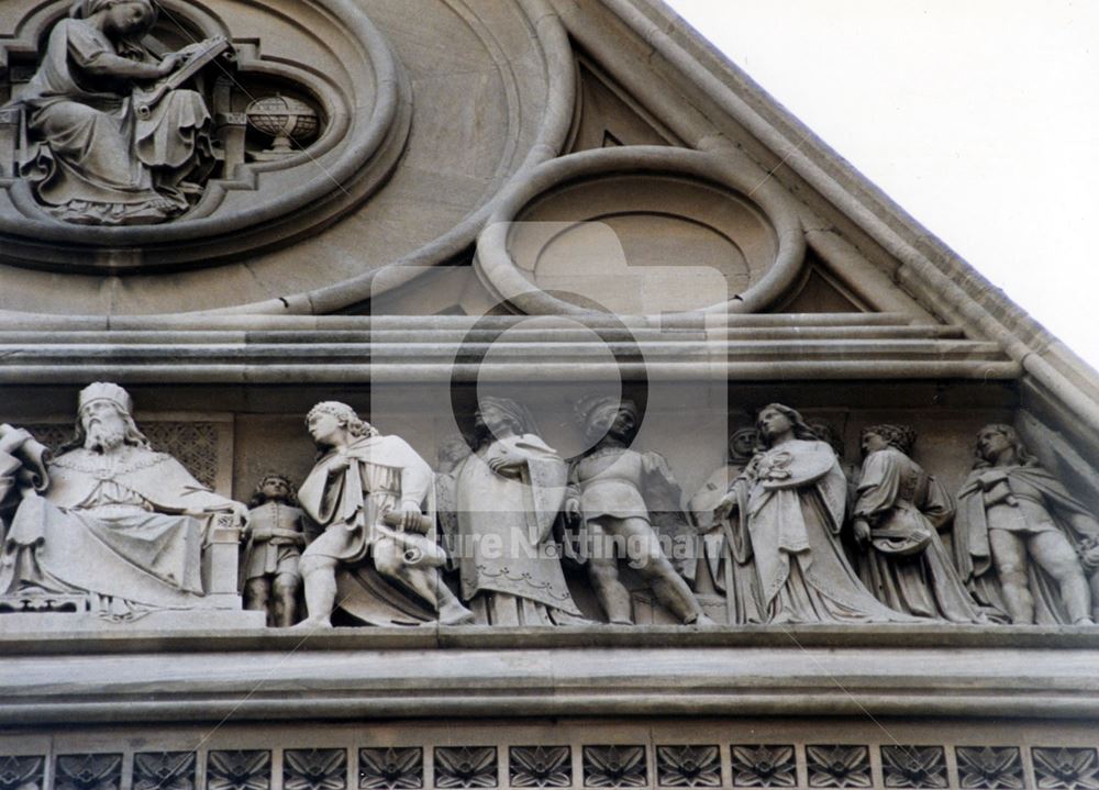 Statues and sculpture on the gable end - outside the old University College