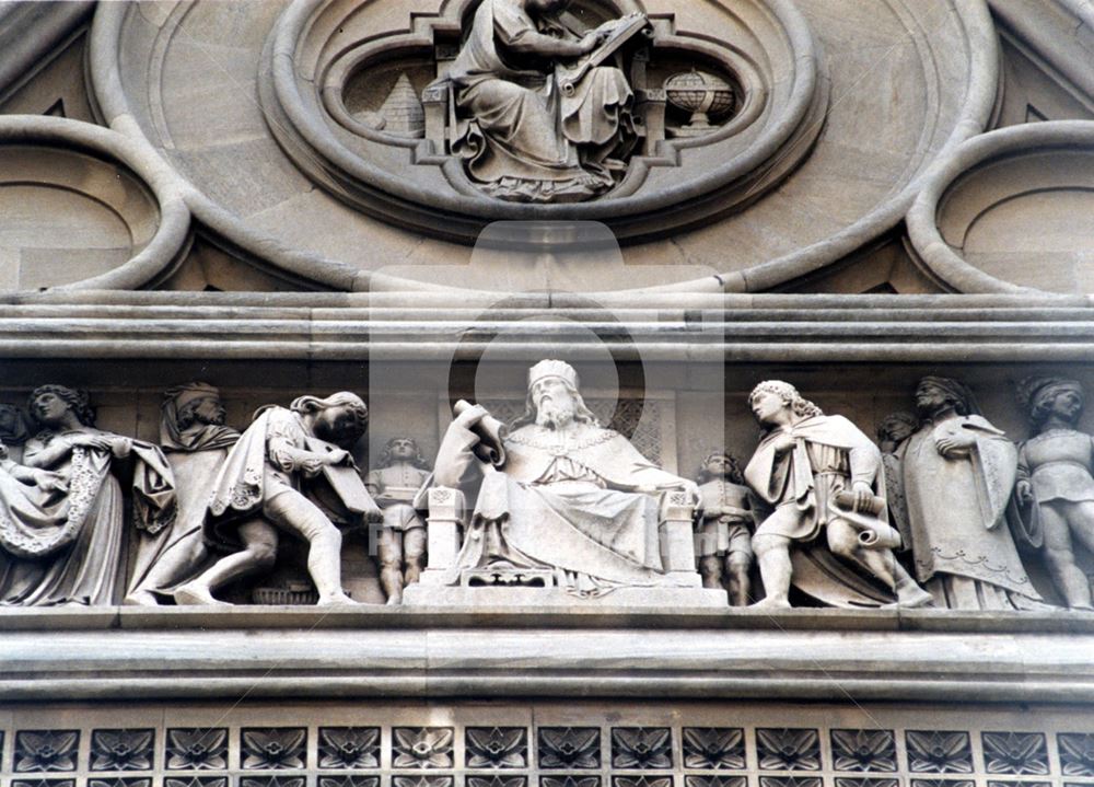 Statues and sculpture on the gable end - outside the old University College