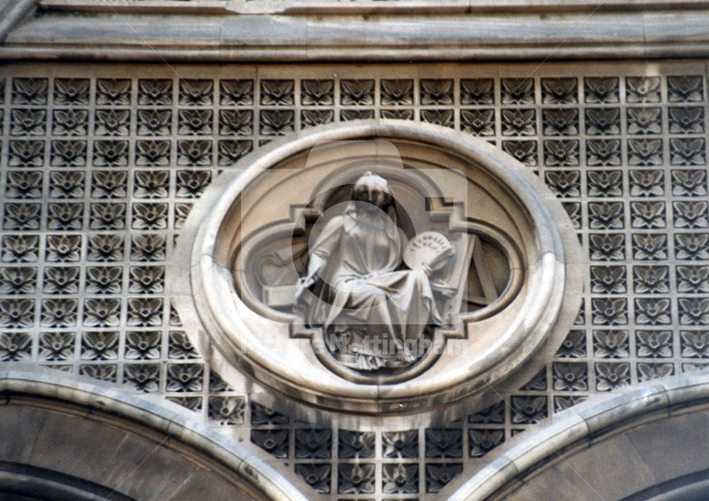 Wall Sculpture-statue representing 'Painting' outside the old University College