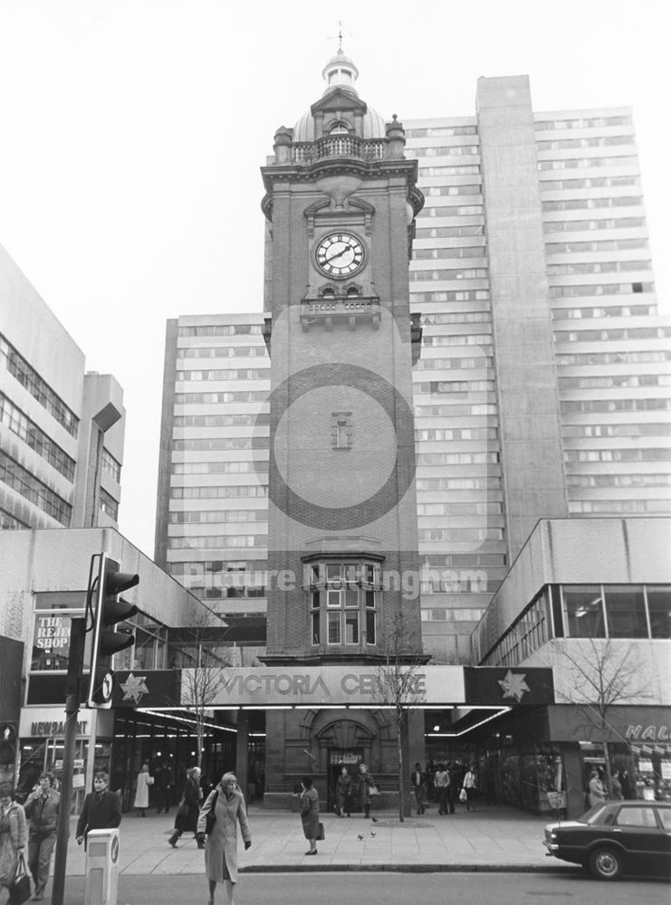 Victoria Centre Clock Tower, Mansfield Road, Nottingham, c 1980