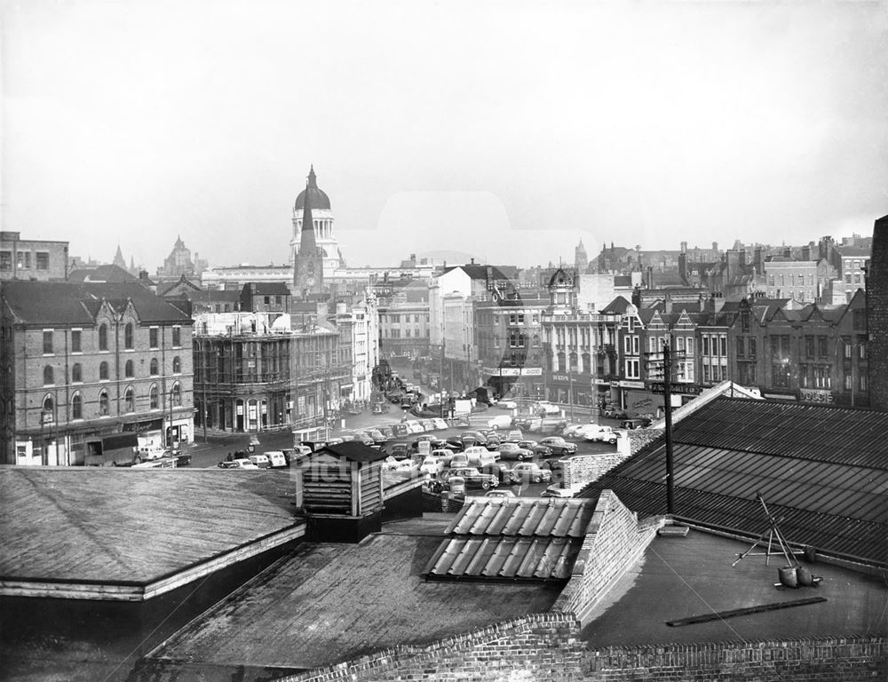 Central Nottingham from a roof-top in Greyfriar Gate.