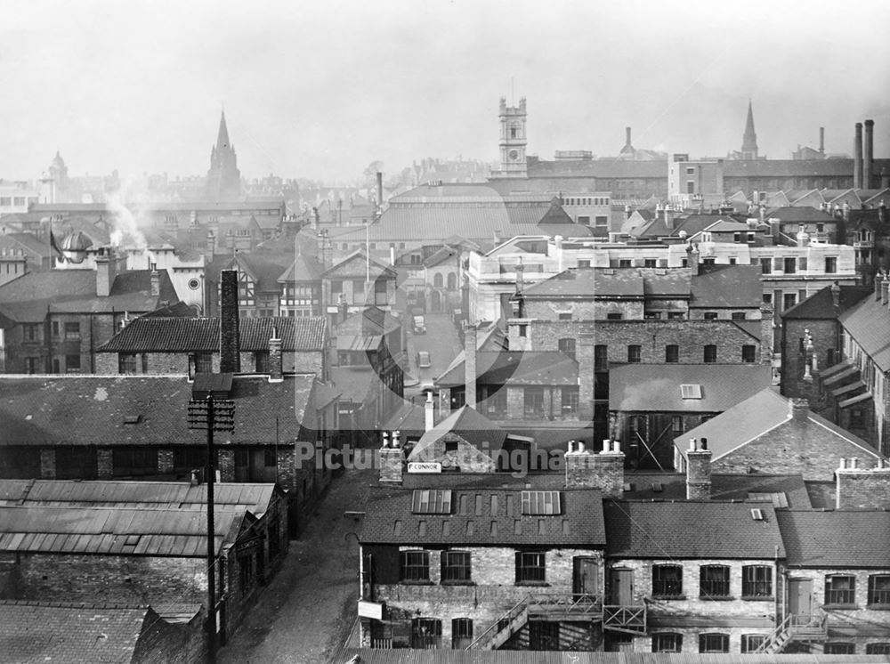 Central Nottingham from a roof-top in Greyfriar Gate.