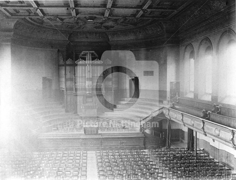 Mechanics Institute - main hall, Milton Street, Nottingham, c 1885