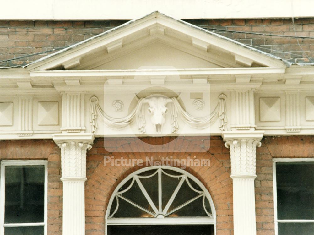 Fanlight and doorway portal detail of Stanford House or Earl Howe's House, 19 Castle Gate