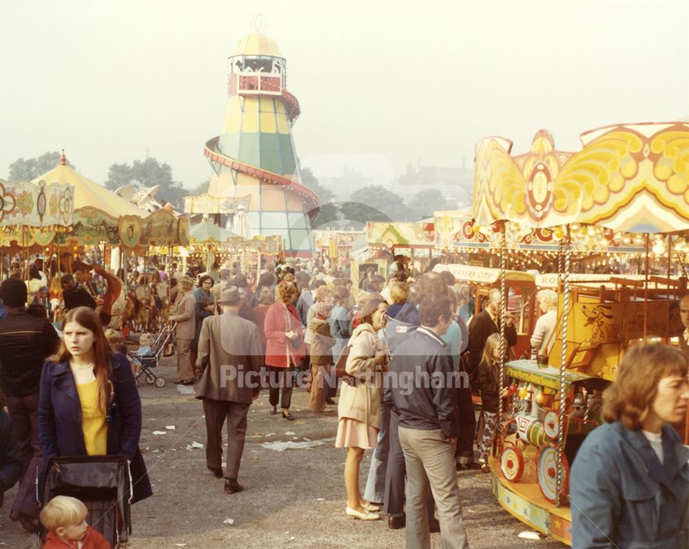 The Helter-Skelter and childrens rides Goose Fair, Forest, Nottingham, 1973