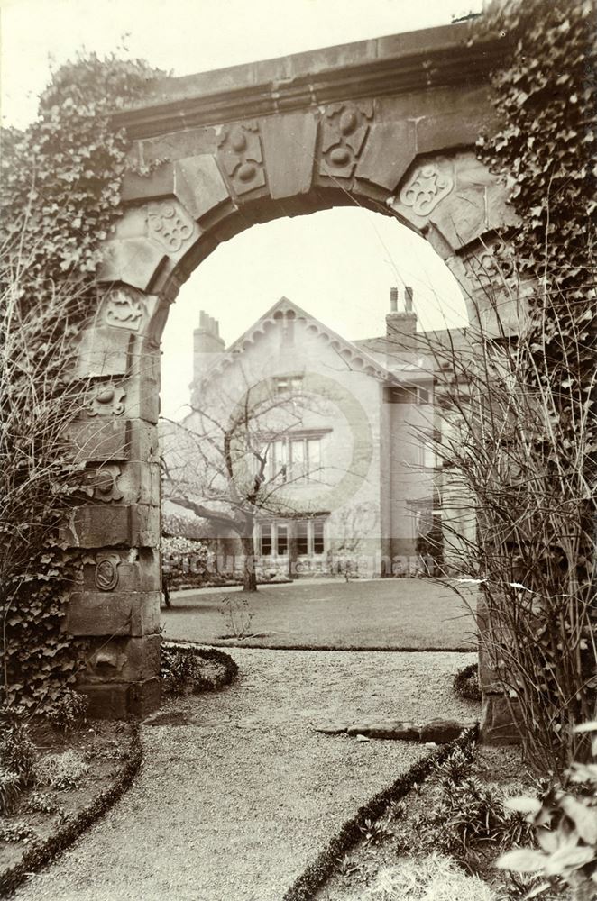 Broxtowe Hall - exterior viewed through the gateway