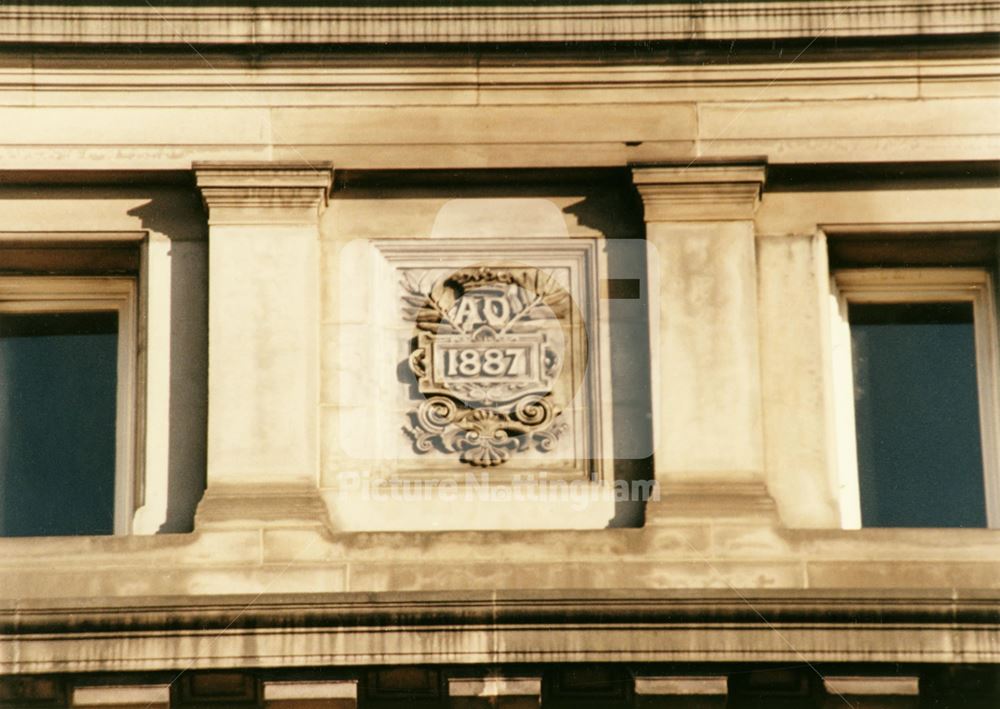 Carved datestone - Nottingham and Nottinghamshire Bank (now National Westminster Bank)