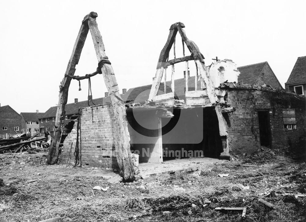 'Cruck Cottage' During Demolition, Glapton Estate, Clifton, Nottingham, 1958