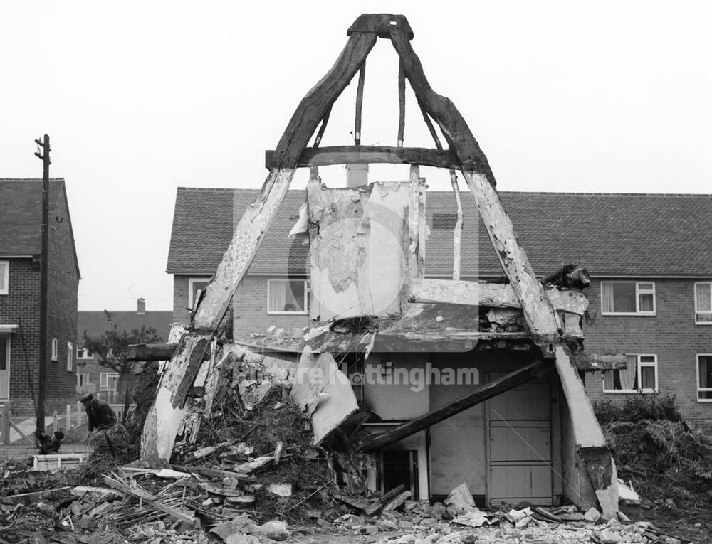 'Cruck Cottage' During Demolition, Glapton Estate, Clifton, Nottingham, 1958