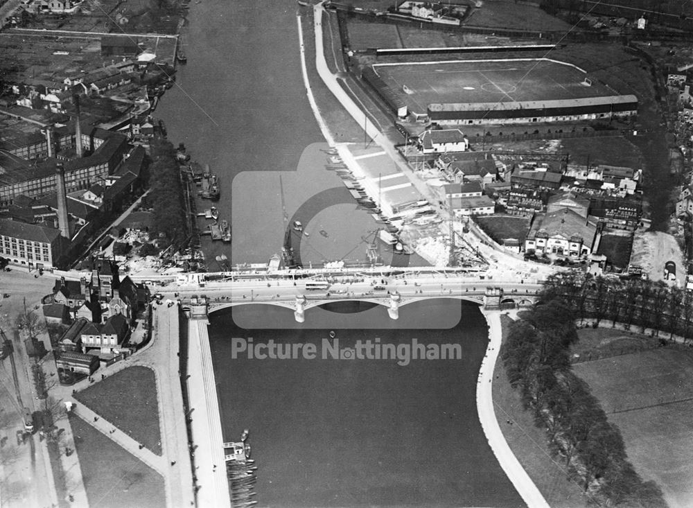 Aerial view of the Trent Bridge area