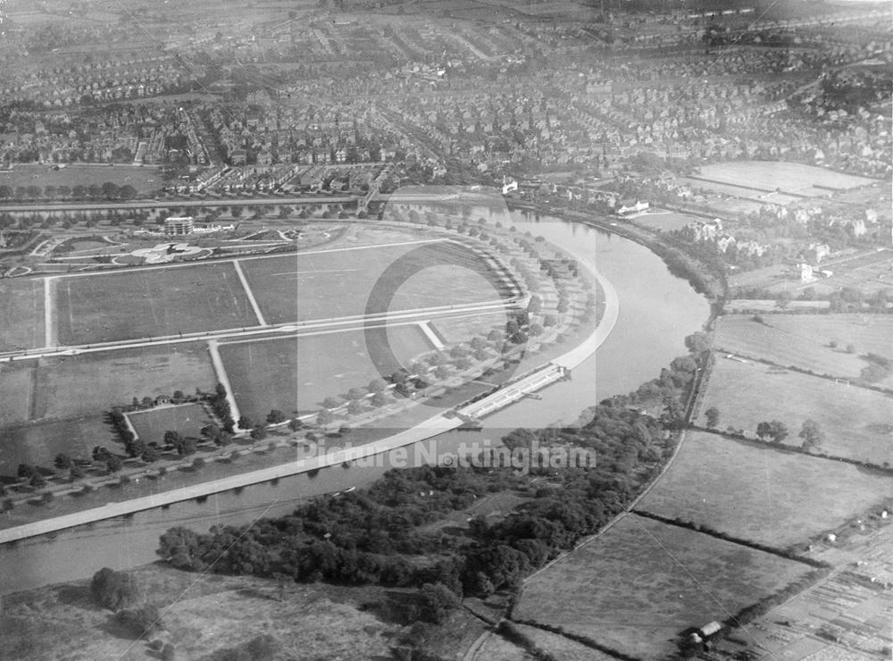 Aerial view of West Bridgford and the River Trent