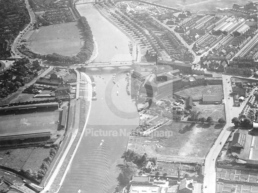 Aerial view of the Trent Bridge area