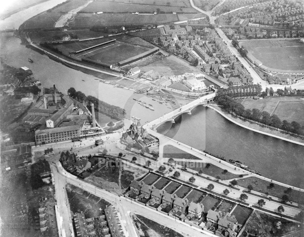 Aerial view of the Trent Bridge area