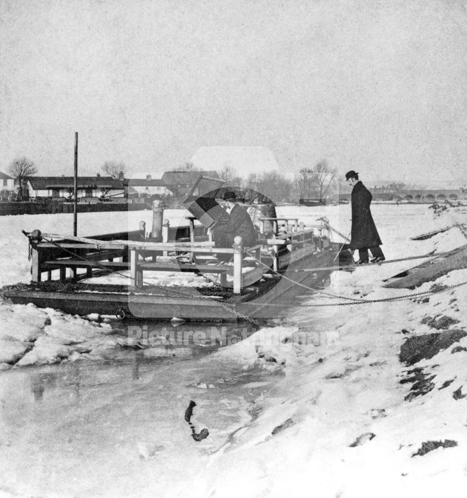 A Ferry on the frozen River Trent