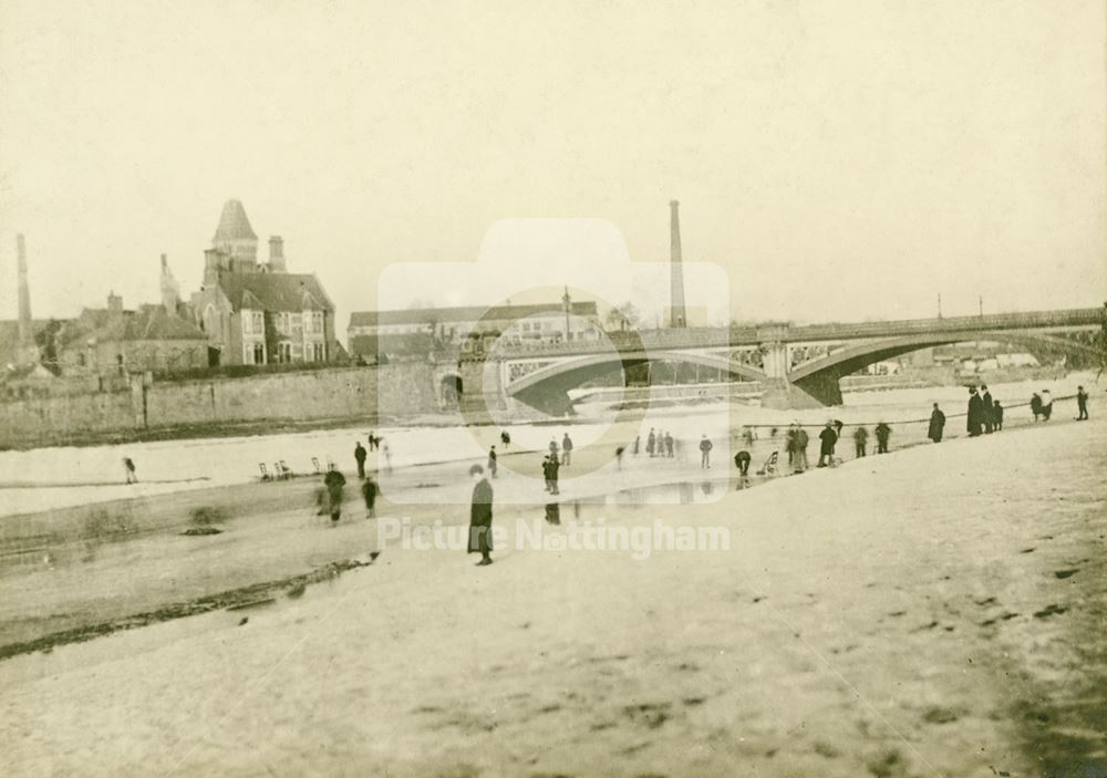 The River Trent frozen at Trent Bridge