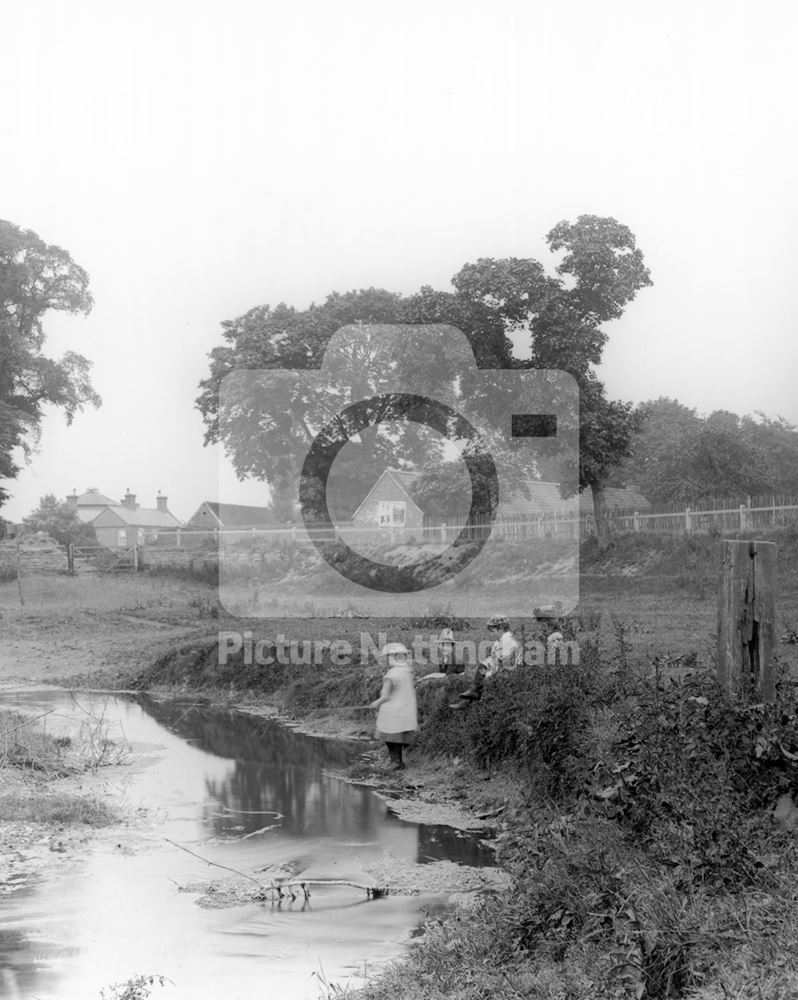 Children playing at Fairham Brook, Wilford