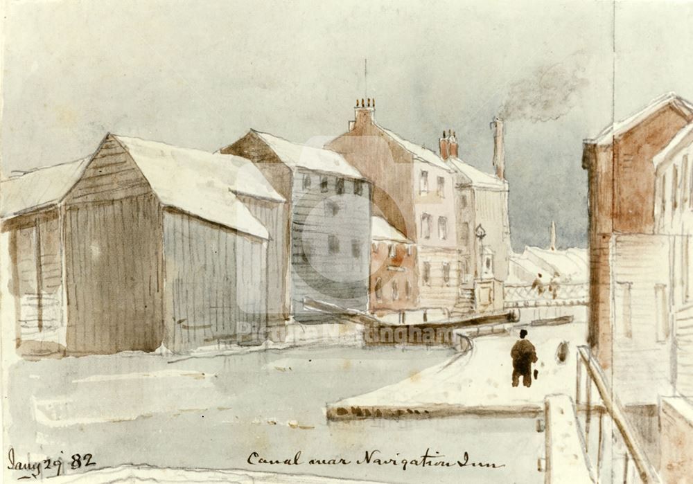 Nottingham Canal and Navigation Inn in winter