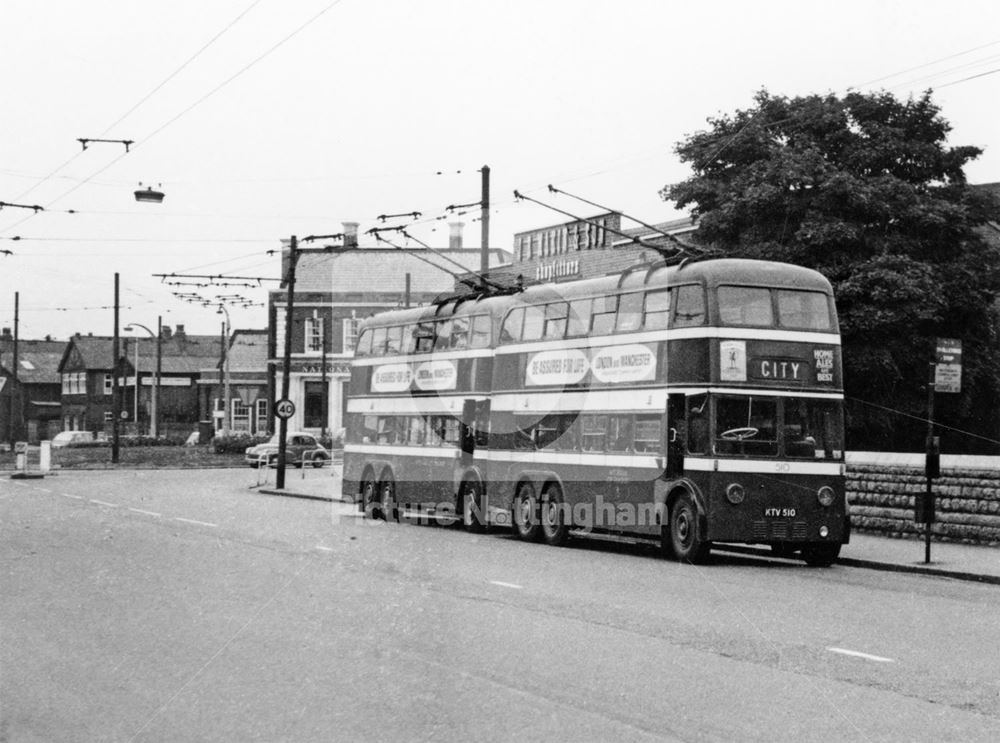 Two of the last trolley buses at the New Basford Terminus