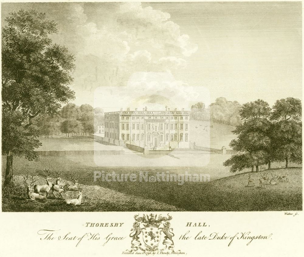 View of the first Thoresby Hall, Thoresby Park, Thoresby, 1796