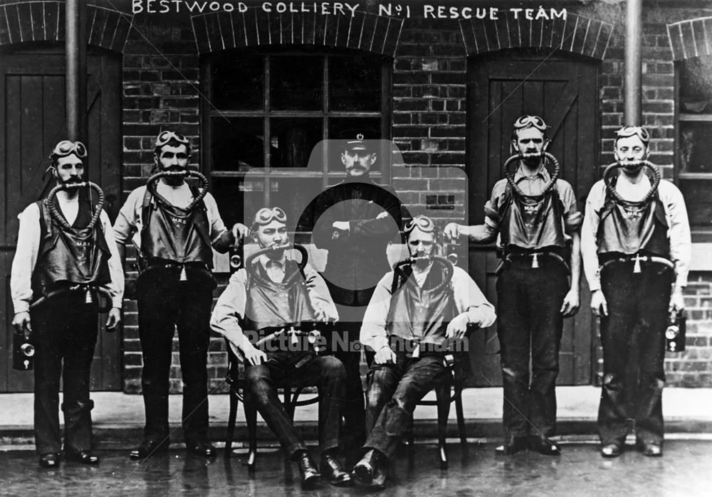 No.1 Rescue Team at Bestwood Colliery, Bestwood, Nottingham, 1911