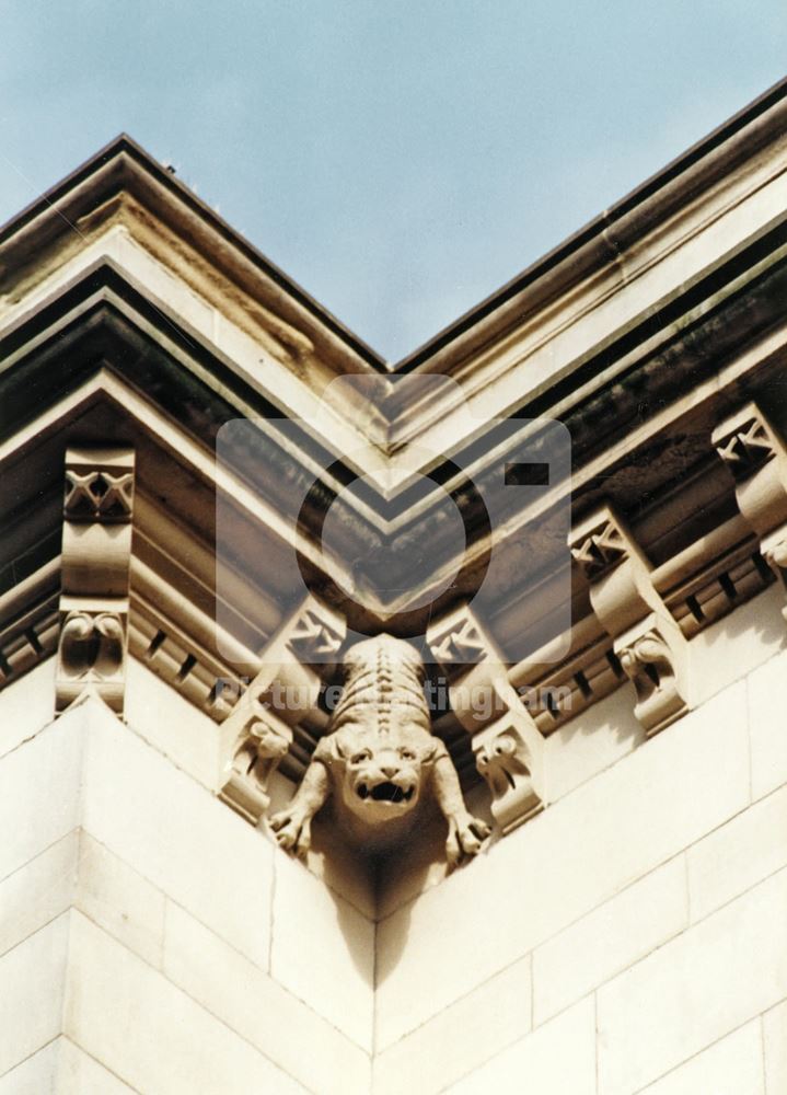 Sculpture below the cornice of the former Water Dept. Offices