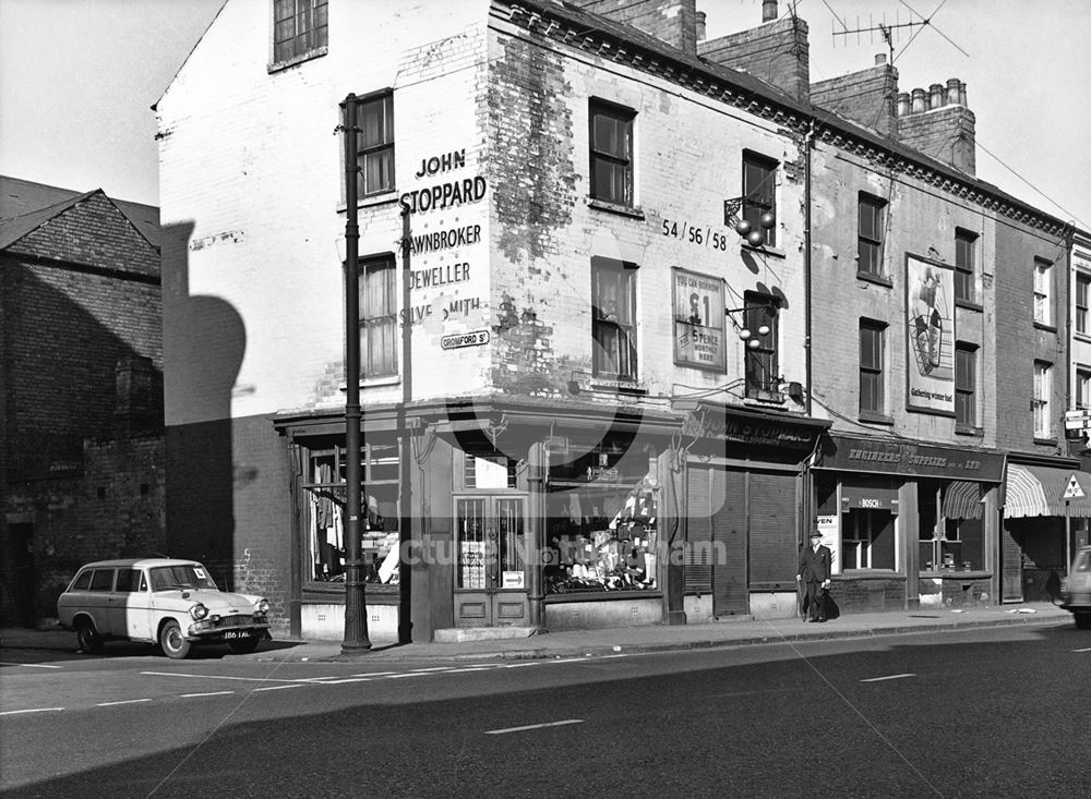 John Stoppard's Pawnbroker's shop at the Arkwright Street - Cromford Street junction