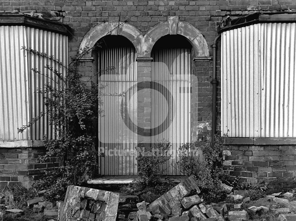 Derelict houses on Trent Bridge Footway