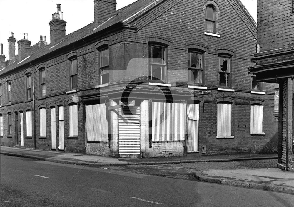 Derelict houses and shops at Kirke White Street East - Northcote Terrace junction