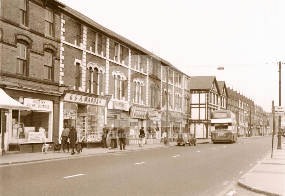 Shops on Arkwright Street, looking from the junction with St Saviour's Street towards Agnes Street