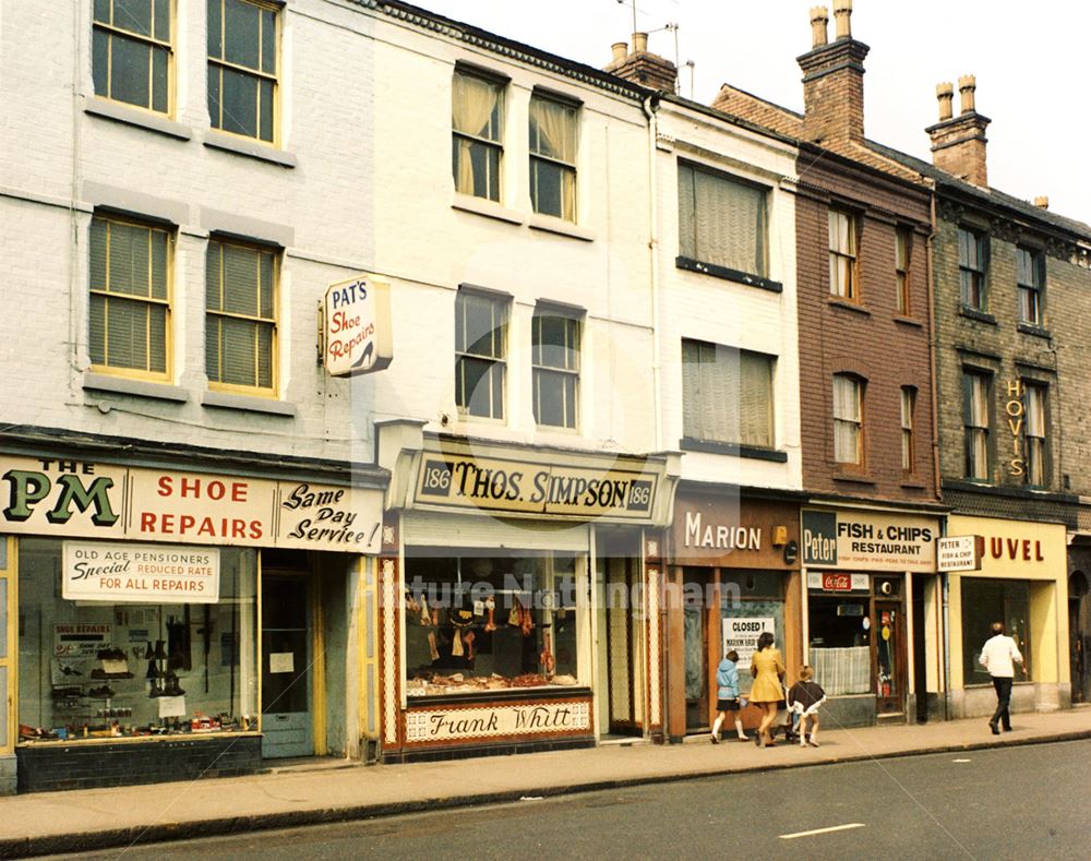 Row of shops, 188-182 Arkwright Street (located opposite the New Bridge Inn)