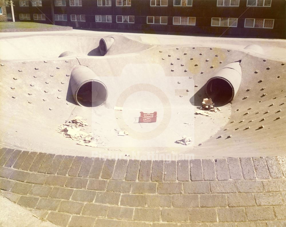 Concrete children's play area and litter! - Hyson Green Flats - Noel Street 1978