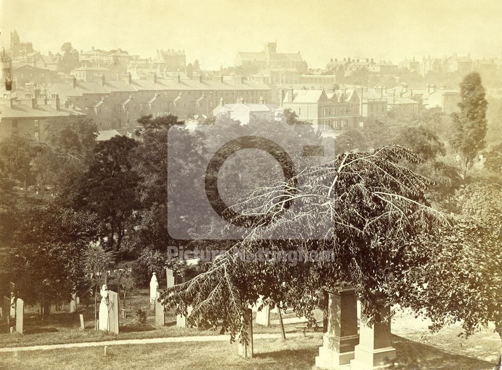 View from the rear of Canning Terrace, General Cemetery, over towards Nottingham High School