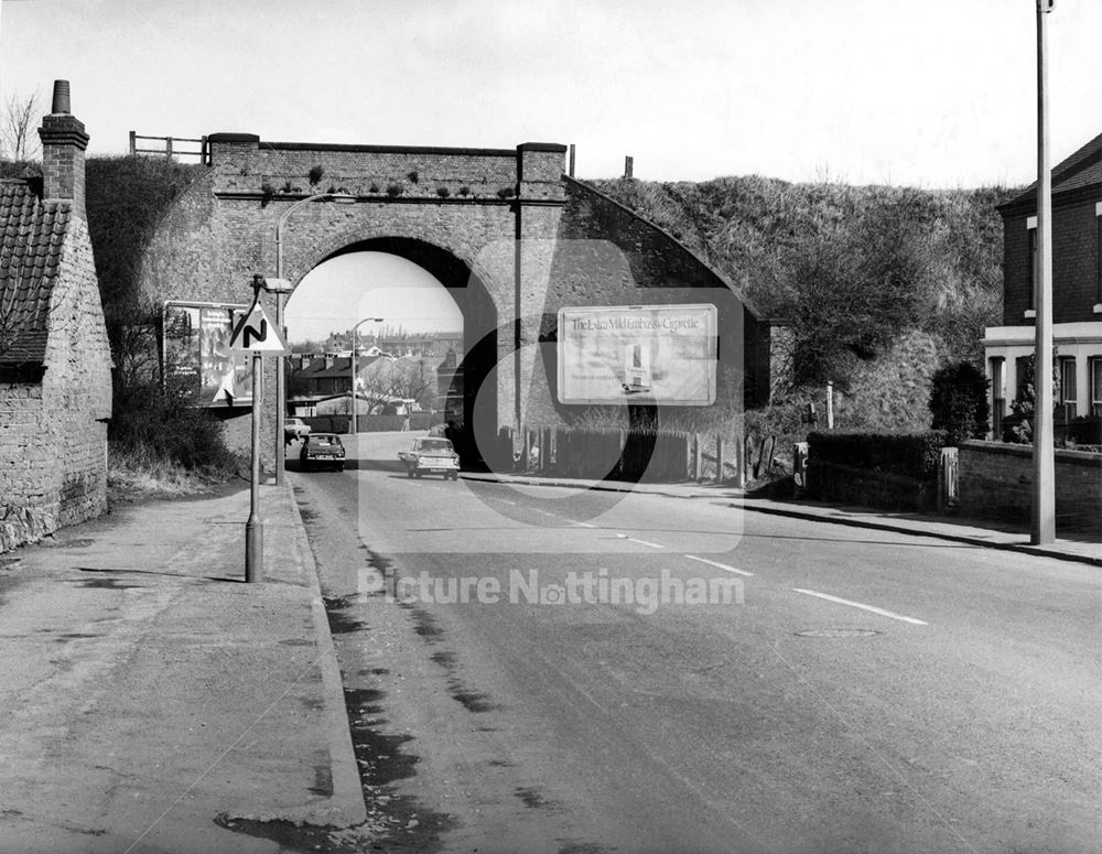 Great Northern Railway bridge over Cinderhill Road, Cinderhill, Nottingham, 1973