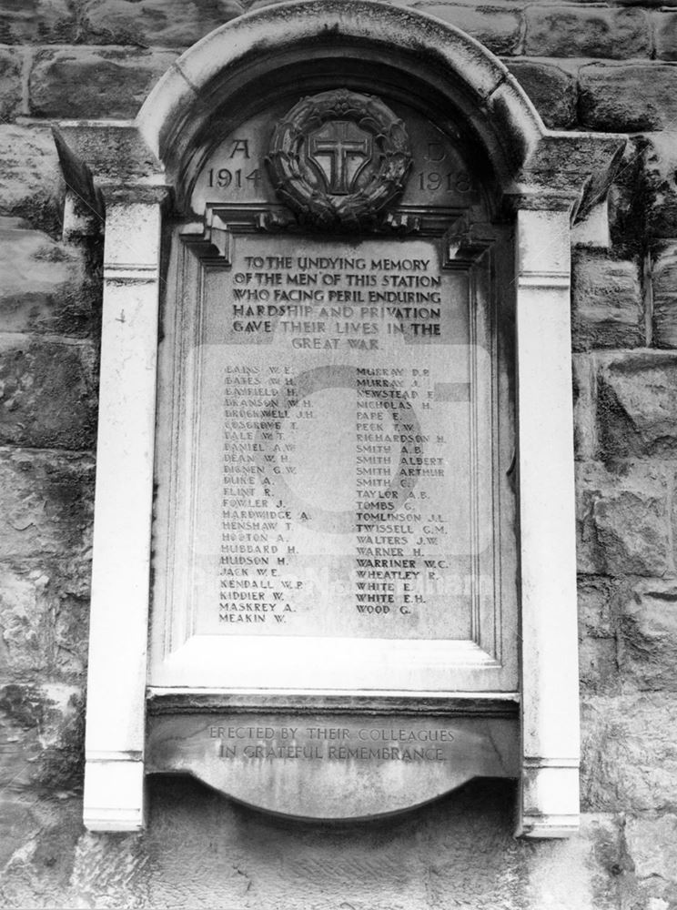 War memorial, Goods Depot, Carrington Street