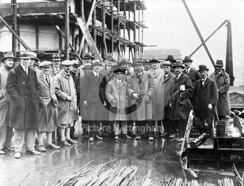 Council House - showing Architects and Councillors on the roof during construction