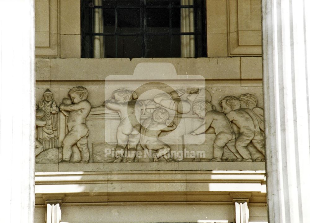 Council House - architectural detail of the 'trades' frieze behind the front columns - 'Alabaster ca