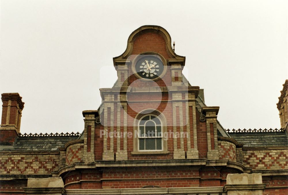 London Road Low Level Station - Architectural detail of gable and restored clock