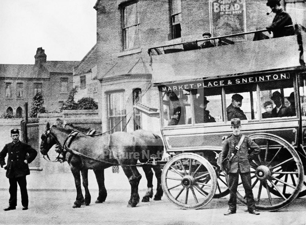 Horse bus at Thurgarton Street bus terminus, Sneinton