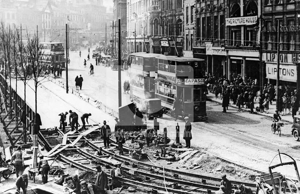 Re-laying of Tram Track in the Old Market Square.1927 (or 1929)