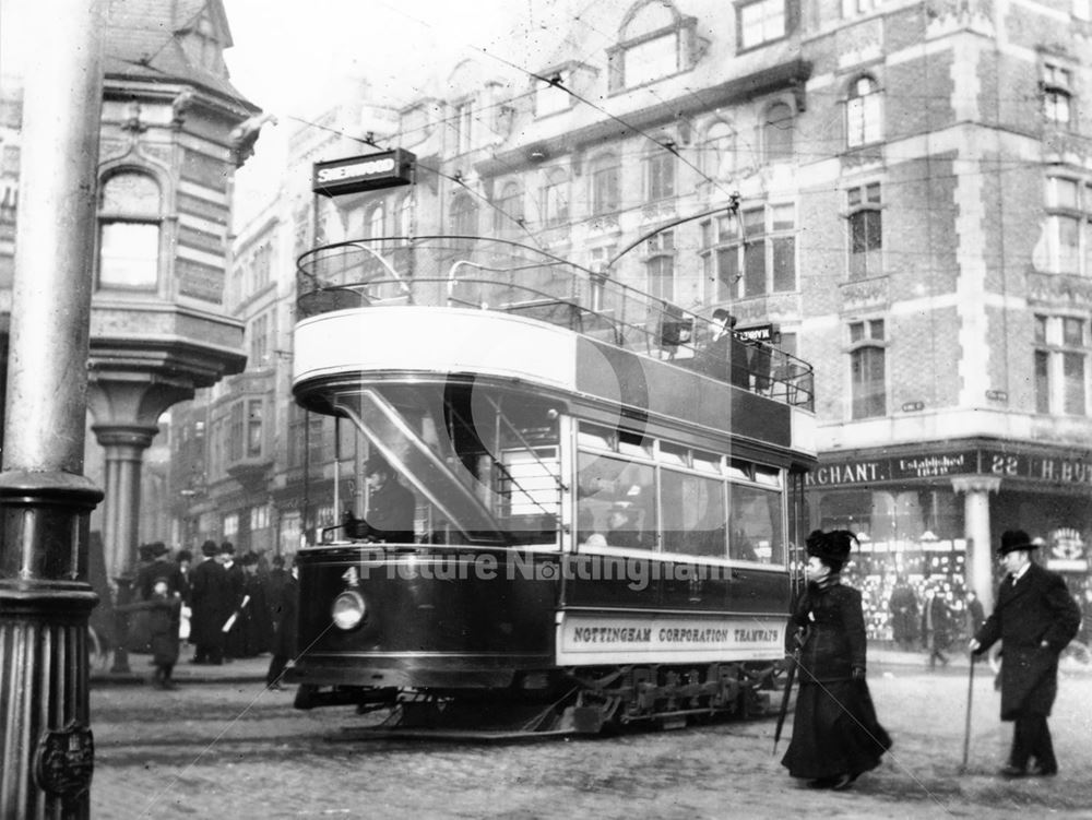 A Nottingham Corporation open topped electric tram