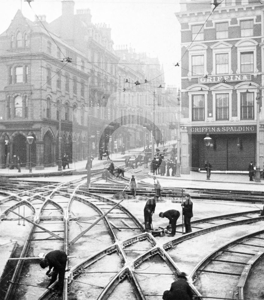 Track laying for the electric tram system