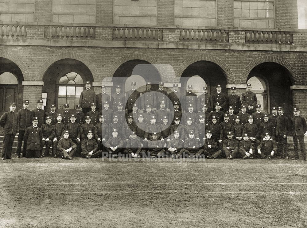 Employees of Nottingham Corporation Tramways Dept, in the first issue of uniforms