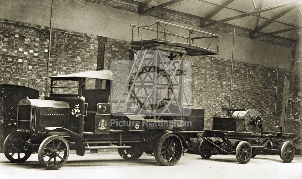 Tramways Department's first motor tower wagon