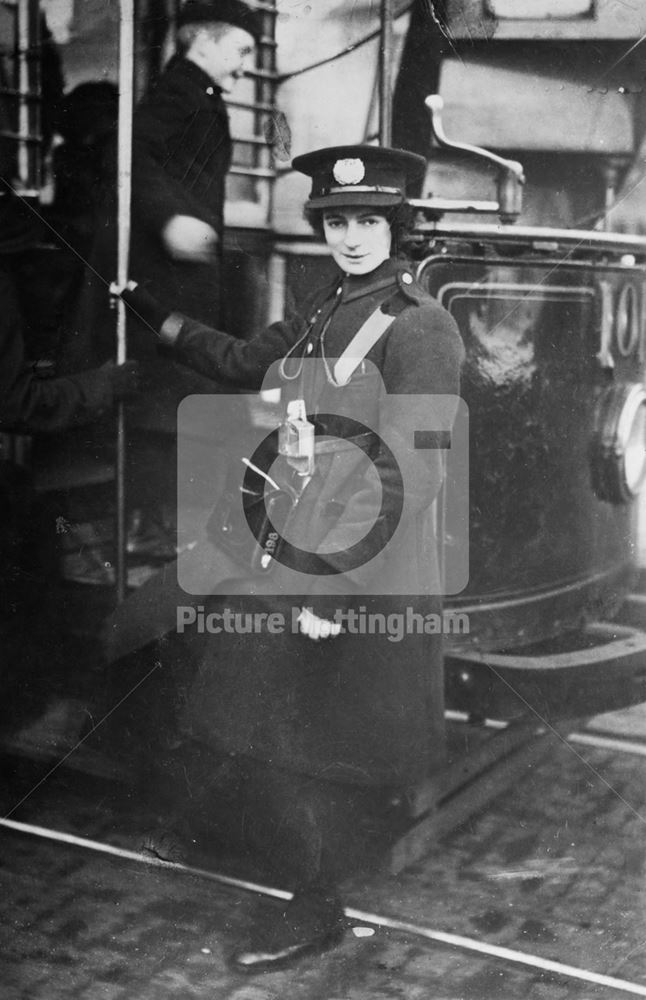 One of the 1st women conductors employed by the City Transport Dept - between 1915-18