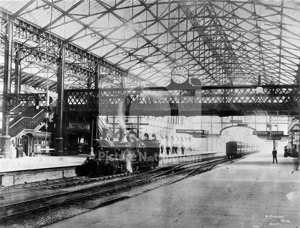 Victoria Railway Station - steam locomotive (no 76), train and platforms