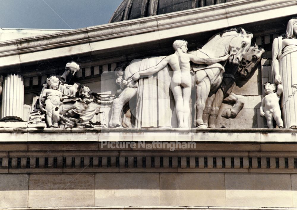 Council House - architectural detail of pediment sculptures - depicting 'Building'