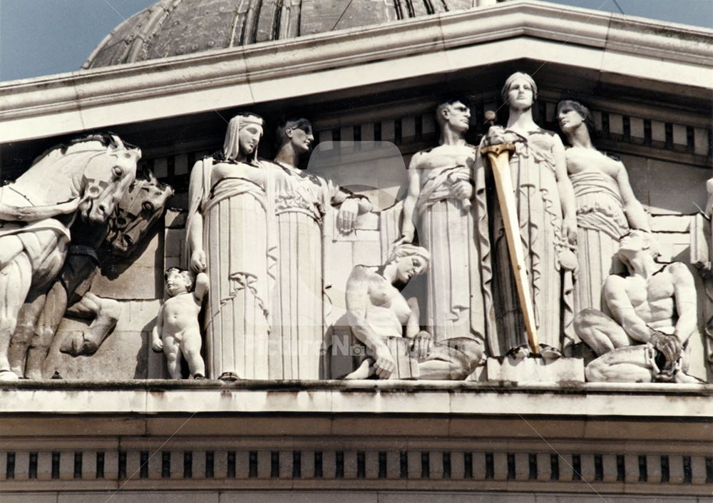 Council House - architectural detail of pediment sculptures - depicting 'Justice'