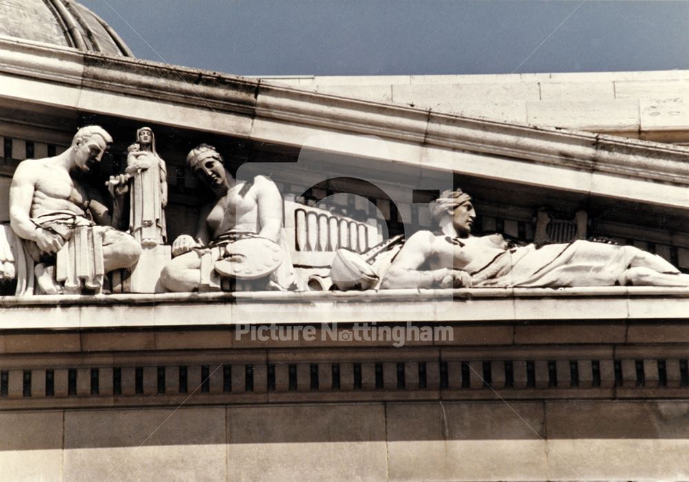 Council House - architectural detail of pediment sculptures - depicting 'Art and Music'